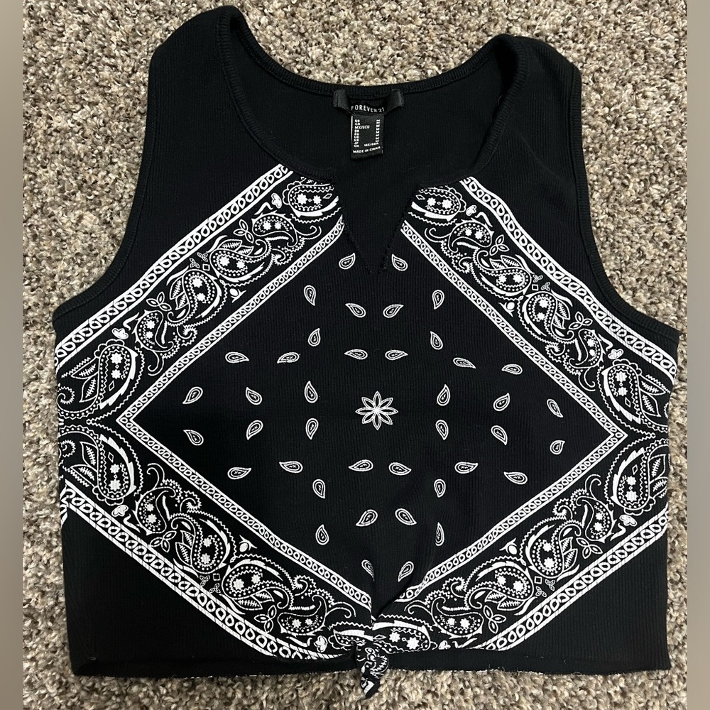 Bandana Paisley Print Crop Tank